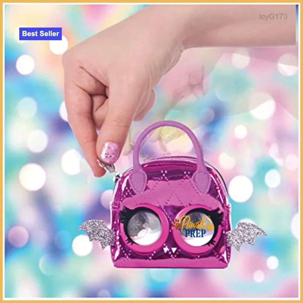 Mini Denim Purse with Eye Roll Feature, Clip-On Accessory for Girls